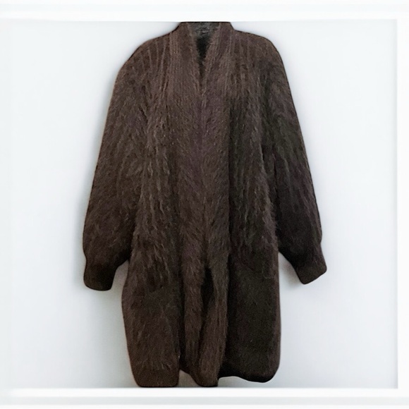 VNTG Angora Mobwife Fuzzy Open Front Coat - Picture 8 of 16